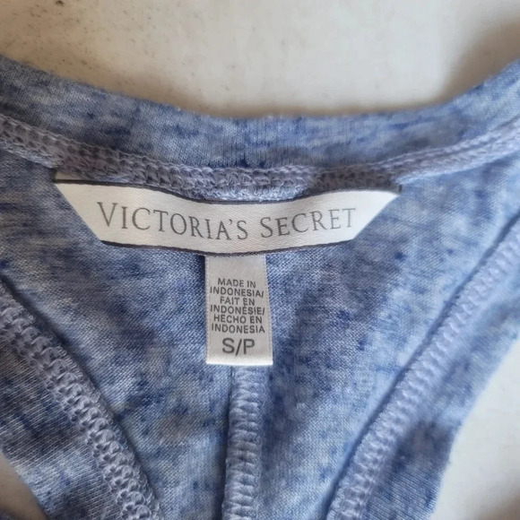 Victoria's Secret Blue Tank Top Womens Racerback Angel Flax Linen Poly Blend S - Picture 2 of 9